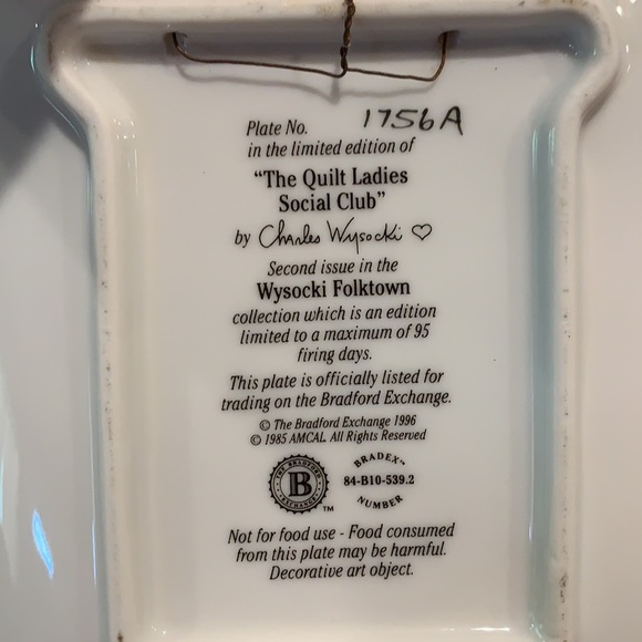 “The Quilt Ladies Social Club” collectible plate - Picture 5 of 11